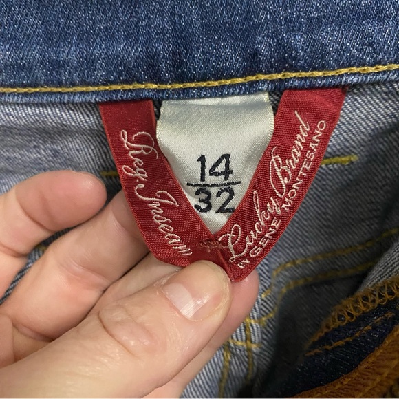 Lucky Brand Easy Rider Bootcut Womens Jeans Peace Sign Dark Wash Size 14 Reg - Picture 5 of 8